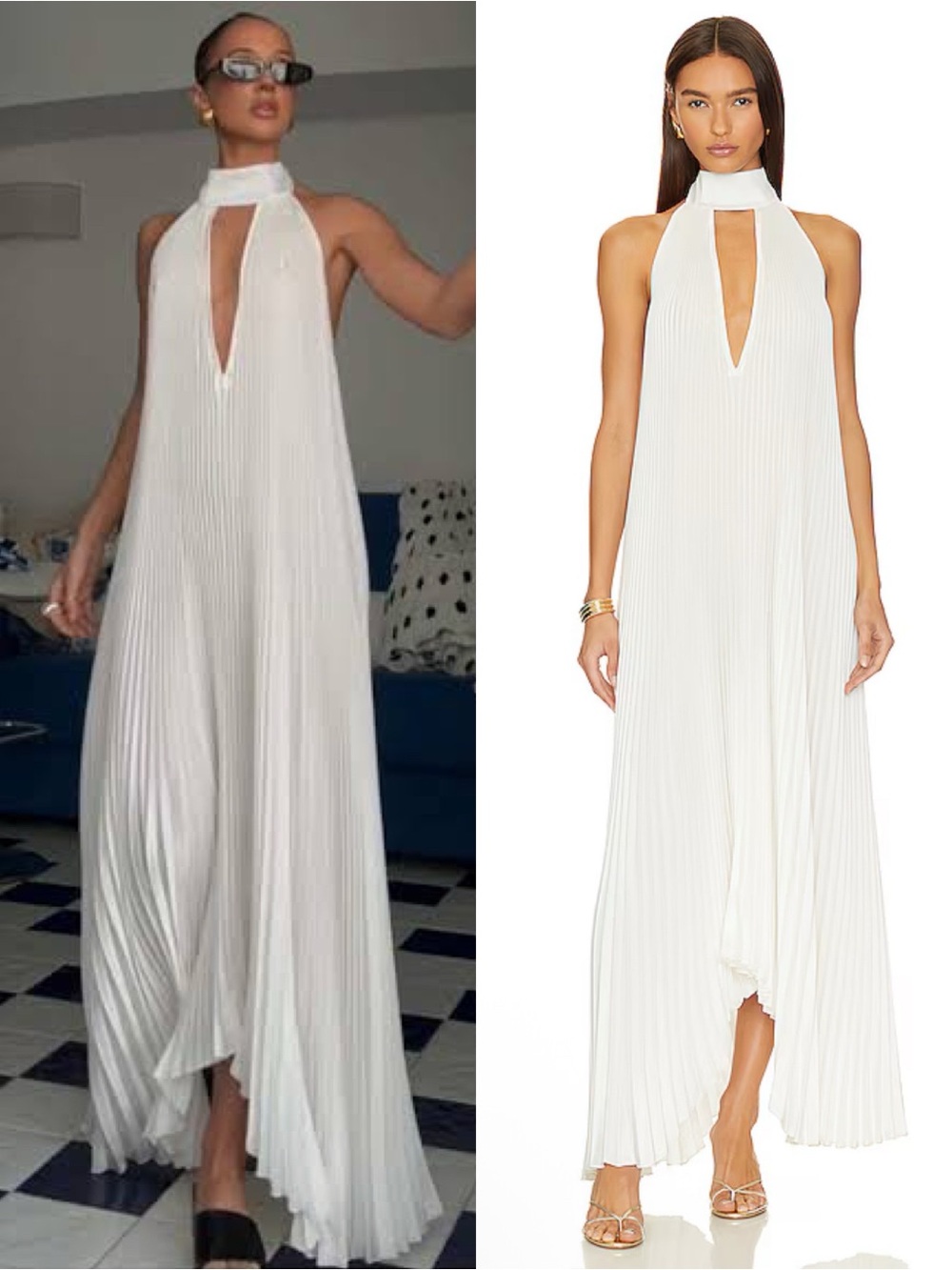 NEW NWOT L’IDEE Opera Pleated Maxi Gown In Ivory